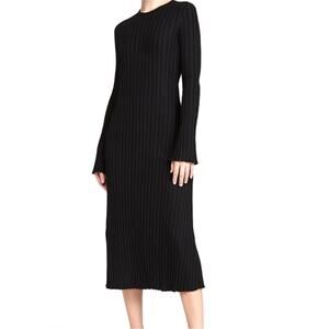 Simon Miller NEW Ribbed Black Dress Flare Sleeves Womens Size XL NWT Bodycon